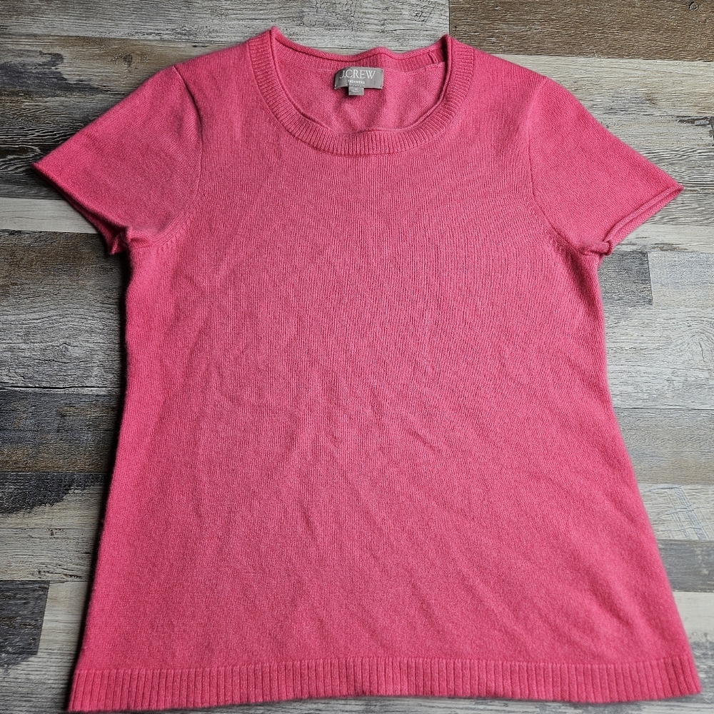 J. Crew Cashmere Sweater Barbie Pink Medium Short Sleeve